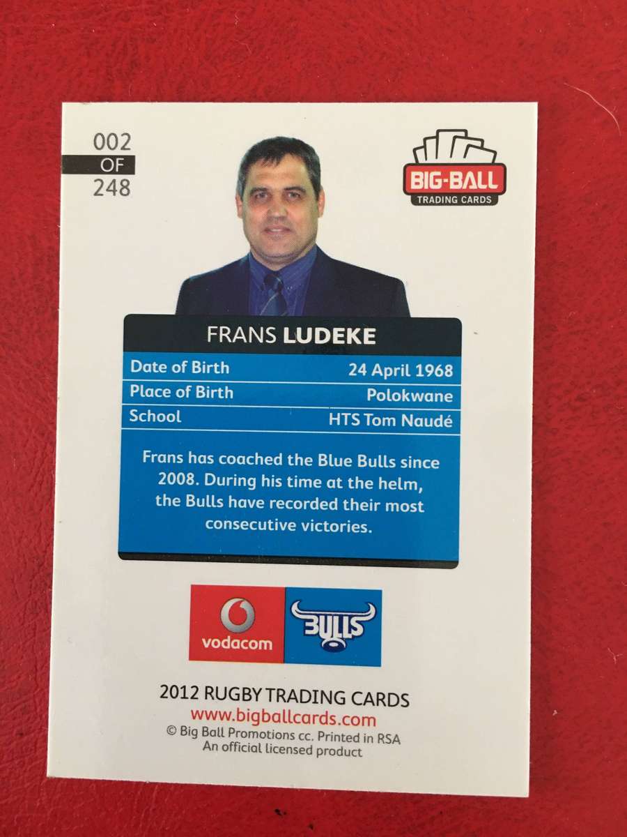 BIG BALL RUGBY TRADING CARD - 2012 -   FRANS LUDEKE