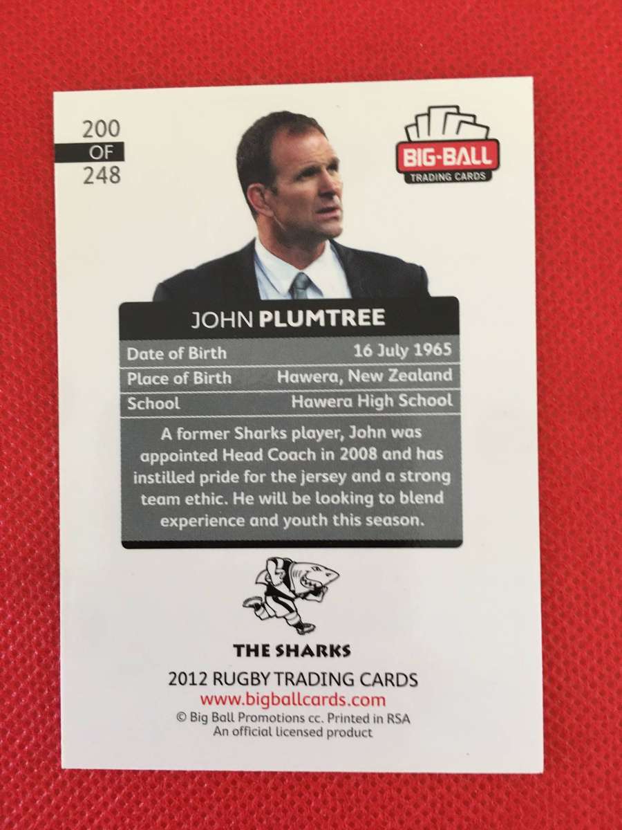 RUGBY TRADING CARD - JOHN PLUMTREE