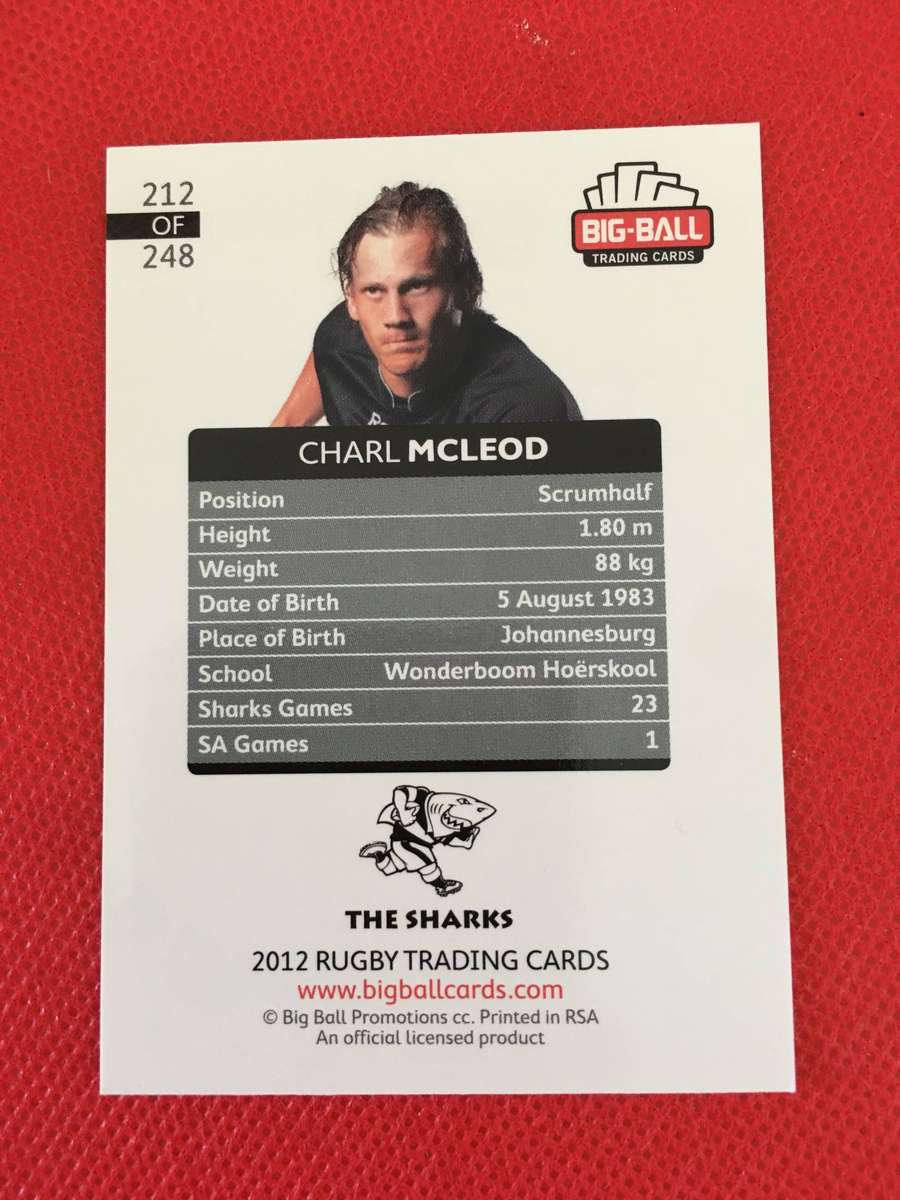 RUGBY TRADING CARD - CHARL MCLEOD