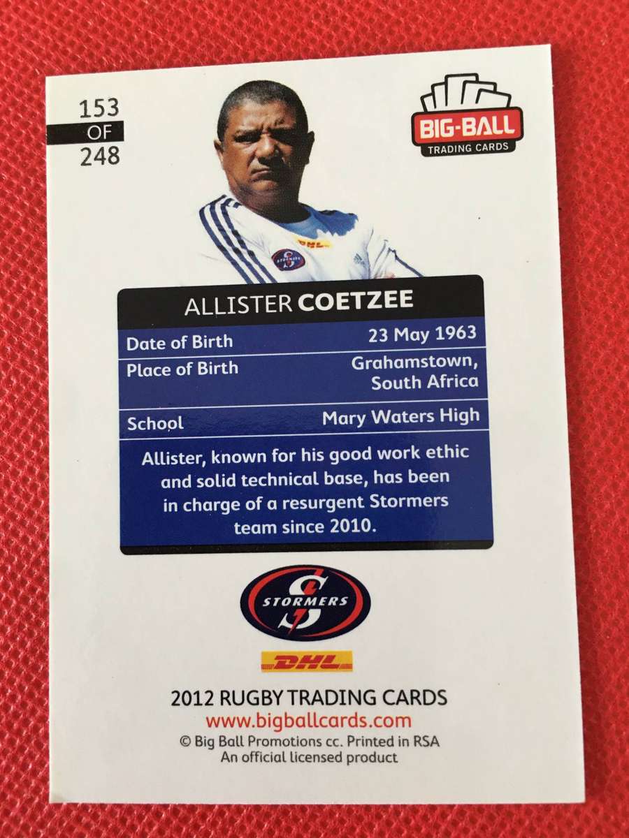RUGBY TRADING CARD - ALLISTER COETZEE
