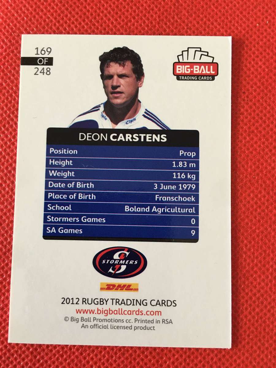 RUGBY TRADING CARD - DEON CARSTENS