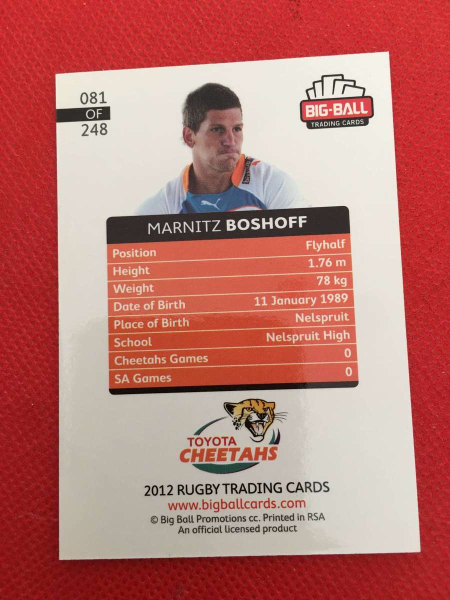 RUGBY TRADING CARD - MARNITZ BOSHOFF