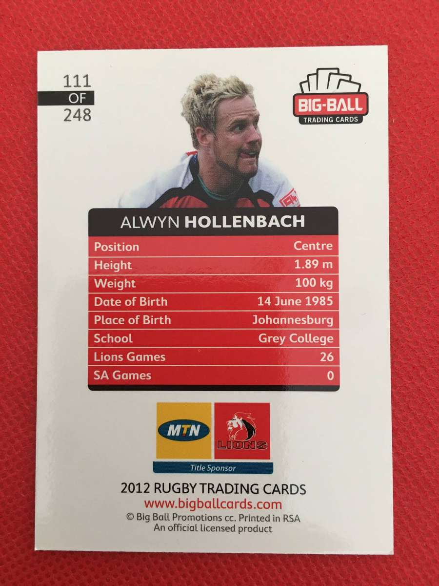 RUGBY TRADING CARD - ALWYN HOLLENBACH