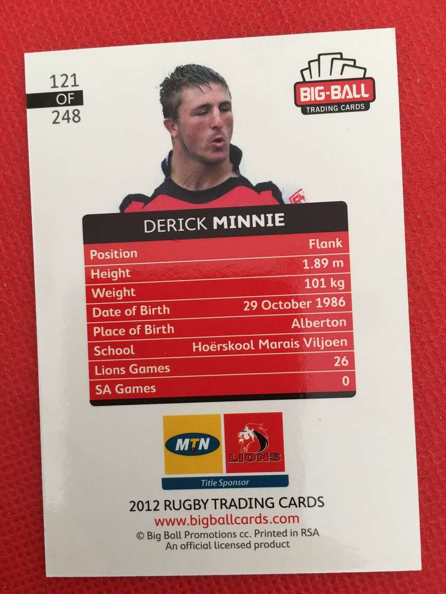 RUGBY TRADING CARD - DERICK MINNIE