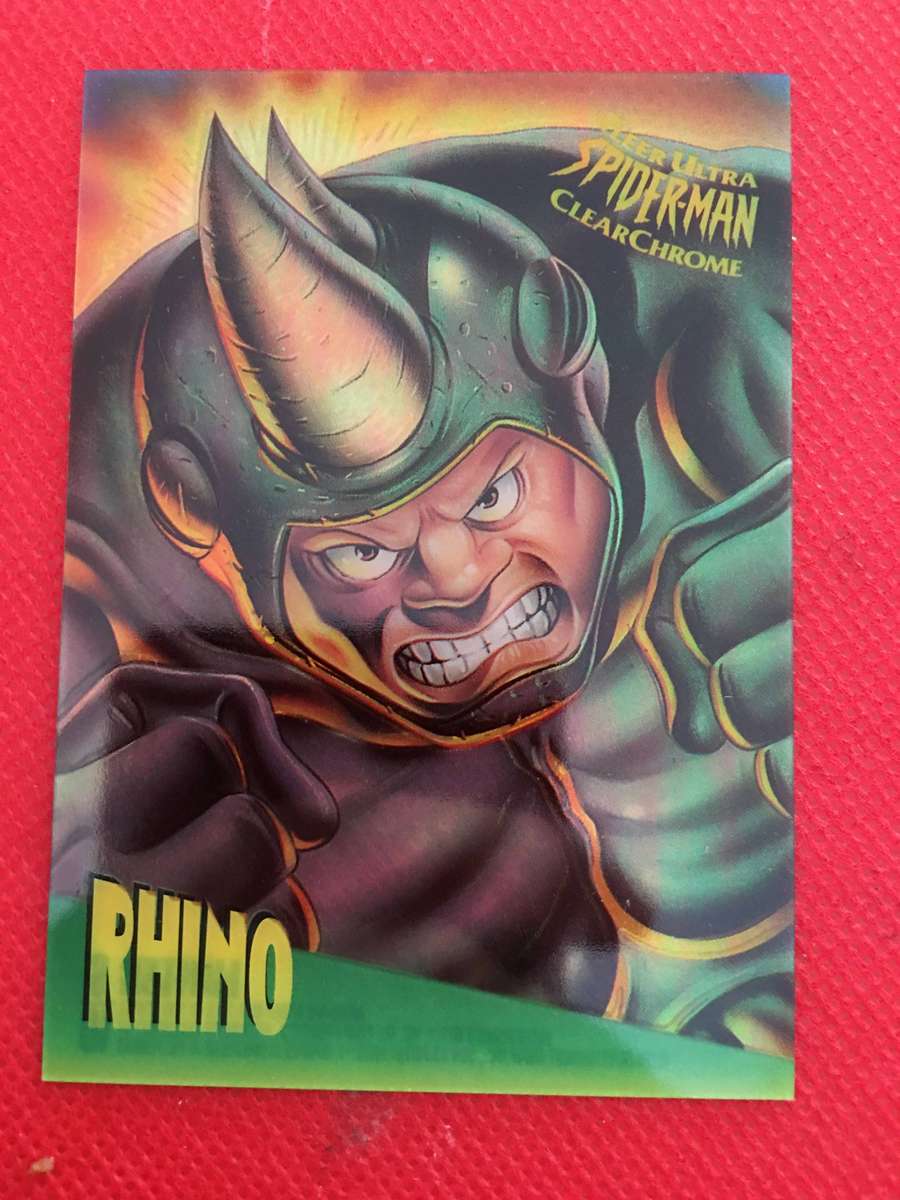 FLEER GROUP DC / MARVEL - LIMITED EDITION CARD / PLASTIC SHINY CARD  SPIDER-MAN CLEAR CHROME - RHINO