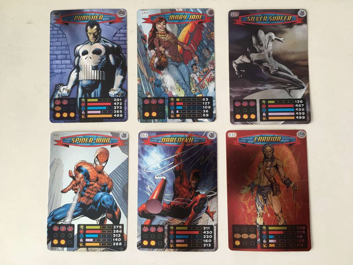 MARVEL / DC - SPIDER-MAN HEROES & VILLAINS - 6 FOIL CARDS / SHINY