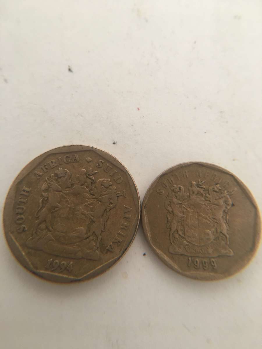 SOUTH AFRICA LOT OF 2 COINS 20c  10c BOTH CRESTED  (5)
