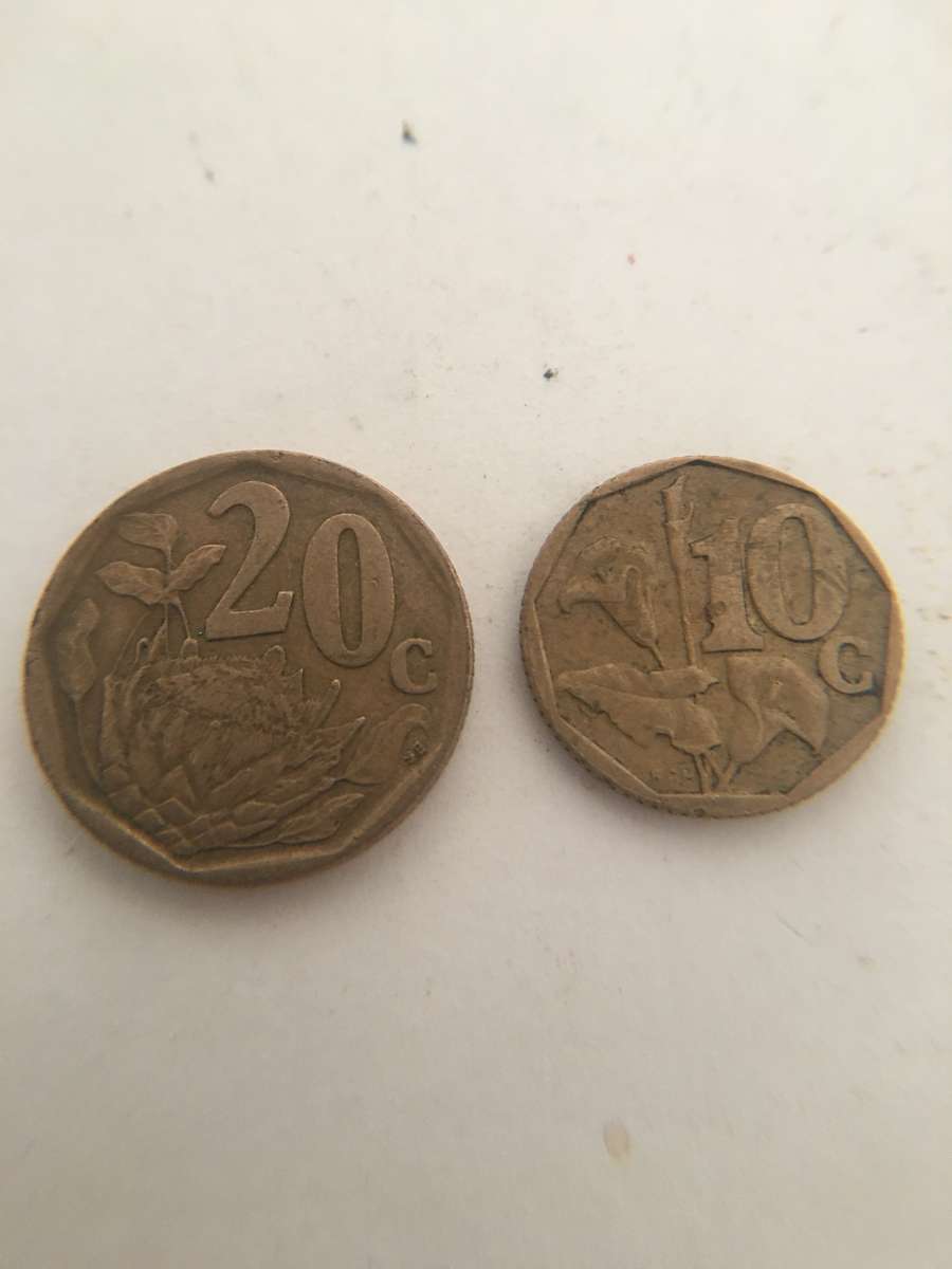 SOUTH AFRICA COIN LOT  20c and 10c  (6)