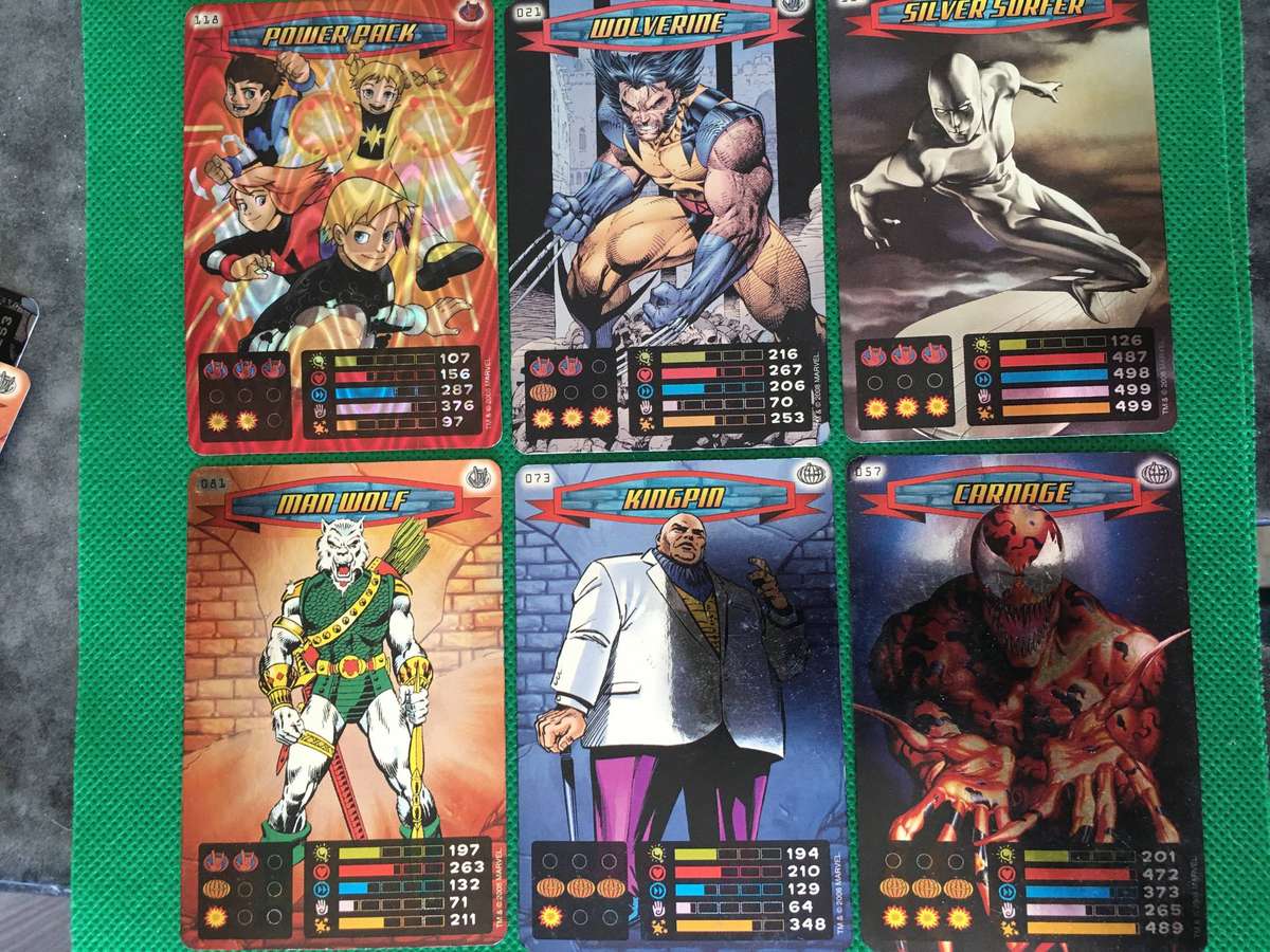 DC / MARVEL - SPIDER-MAN / HEROES & VILLAINS - 6  SHINY METALLIC LIKE CARDS