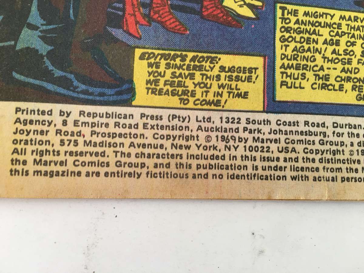 SUPERCOMIX COMICS - THE AVENGERS - STARRING CAPTAIN AMERICA - 1969