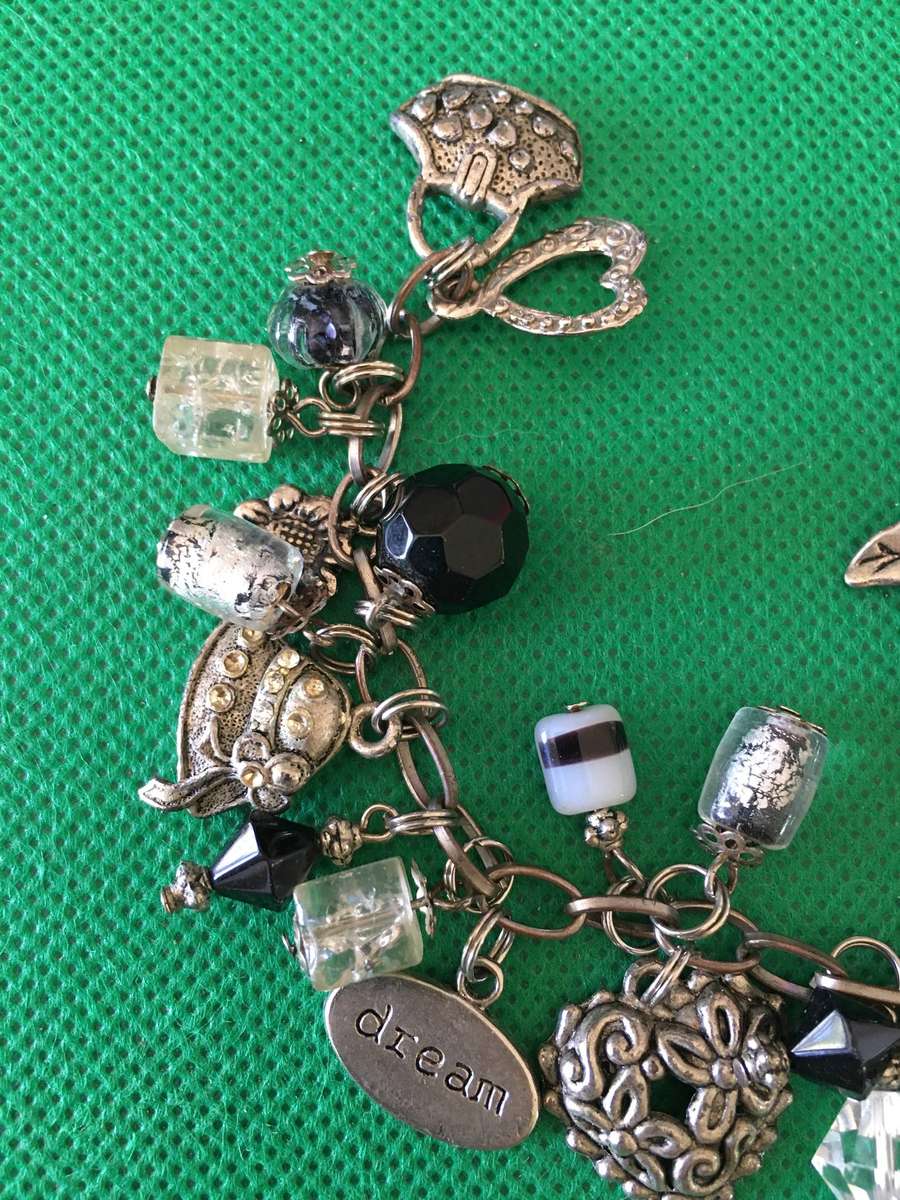LOVELY VINTAGE BRACELET WITH CHARMS AND STONES