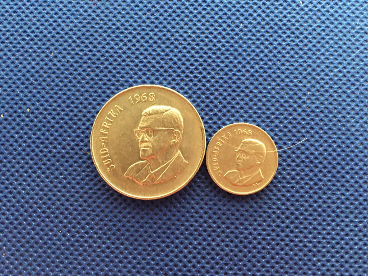 SOUTH AFRICA  - TWO  PRESIDENTIAL COINS (A11)    50c  and  5c  coin