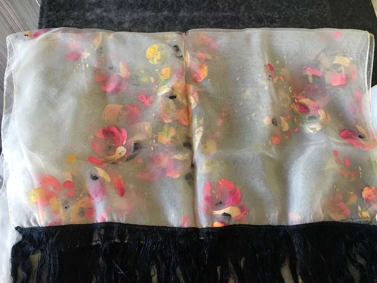 VINTAGE HAND PAINTED SCARF