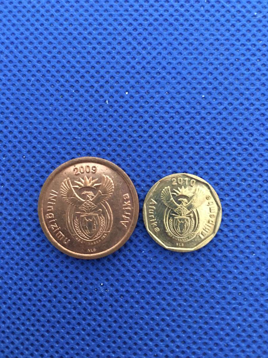 SOUTH AFRICA - TWO COINS - 5c and 10c coins (C11)