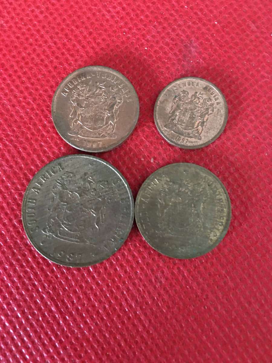 SOUTH AFRICA  2c x 2 - 1c x2  - 2 minis and 2 regular 1c and 2c coins - 1997 AA2