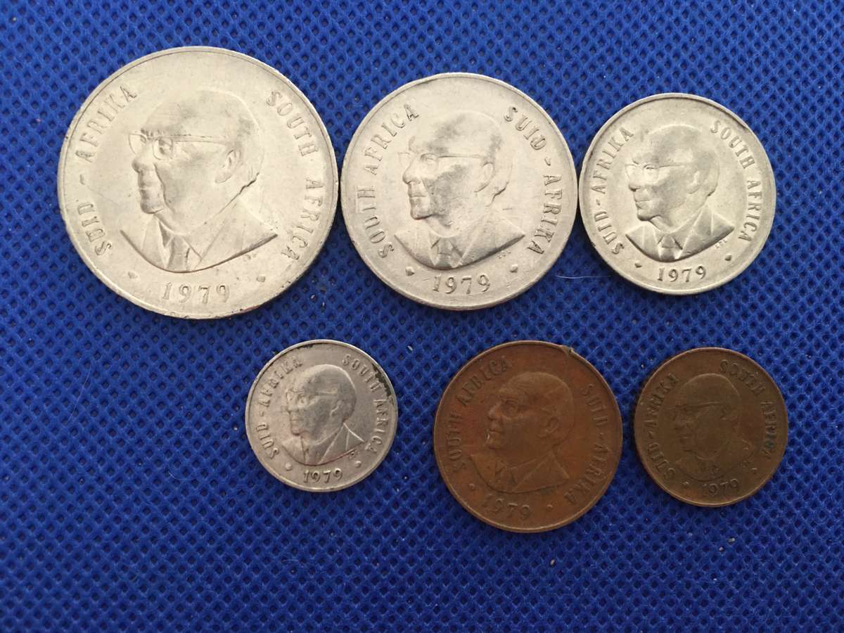 SOUTH AFRICA - LOT OF 6 PRESIDENT DIEDERICKS COINS - R1  50c  20c  5c  1c  2c  (A9)