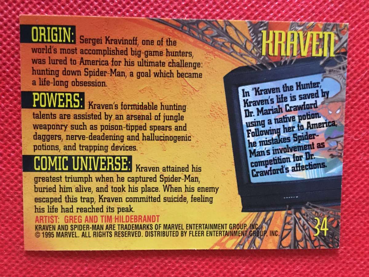 FLEER ULTRA SPIDER-MAN  TRADING CARD  -  KRAVEN