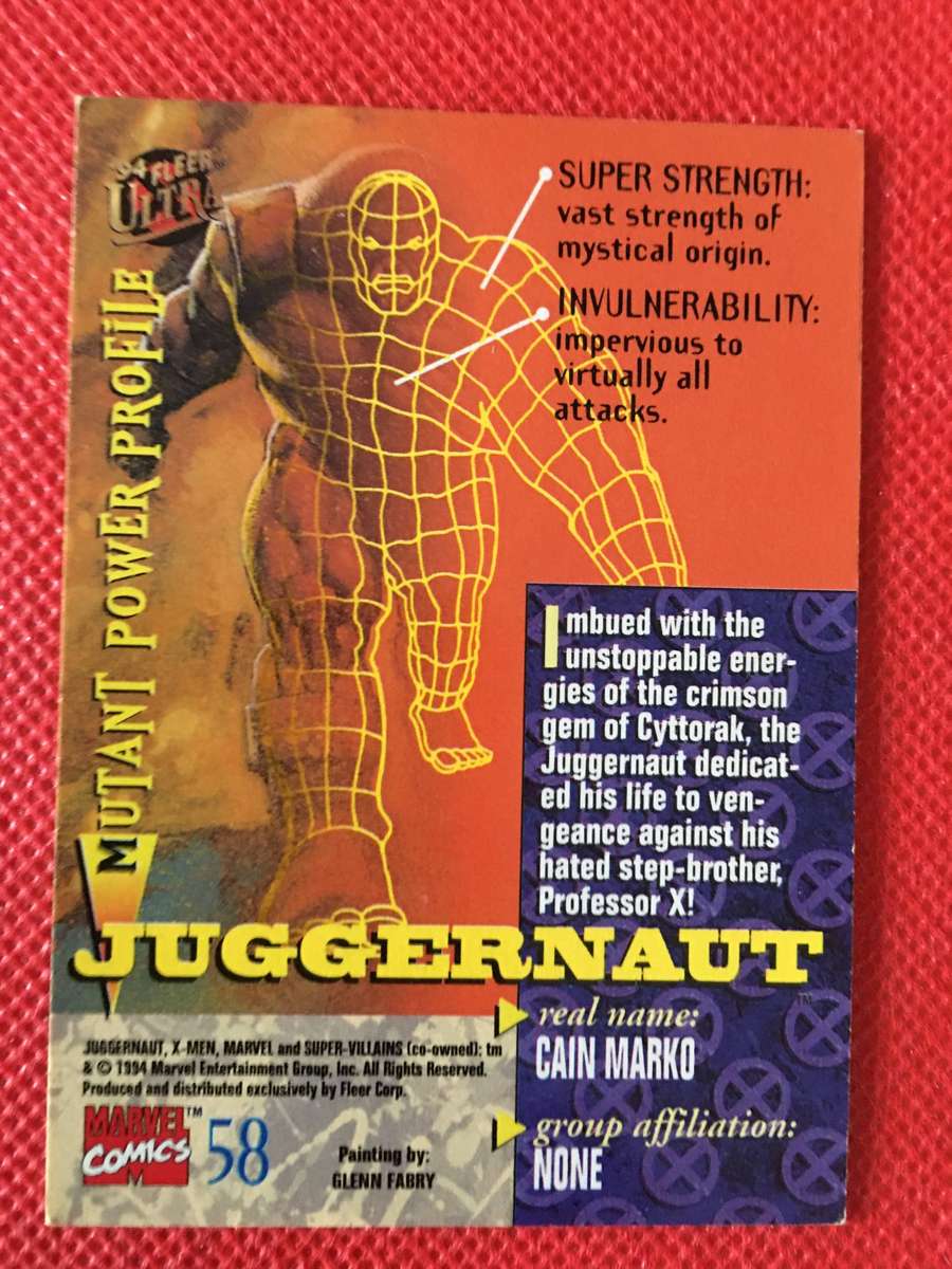 FLEER ULTRA - TRADING CARD - X-MEN - SUPER-VILLAINS - JUGGERNAUT