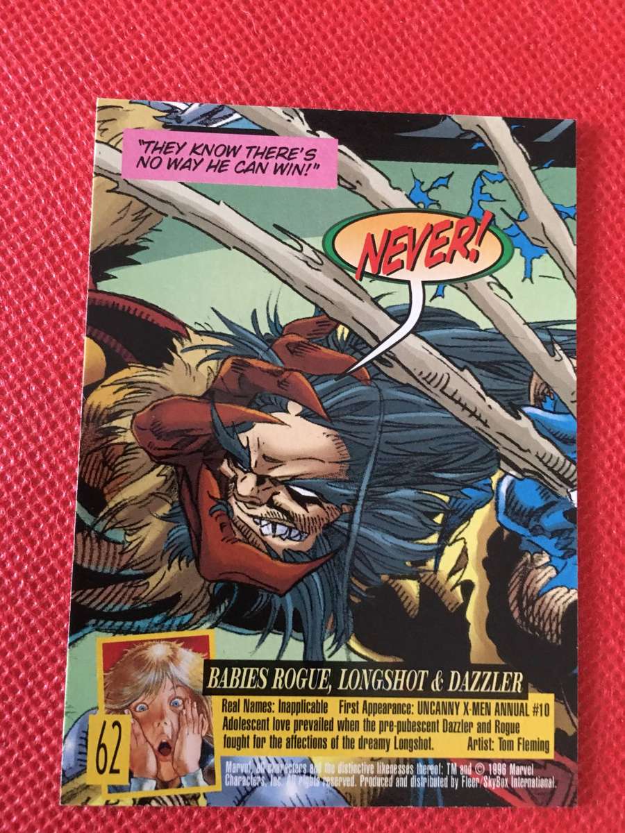 FLEER ULTRA X-MEN  TRADING CARD -  BABIES ROGUE LONGSHOT & DAZZLER
