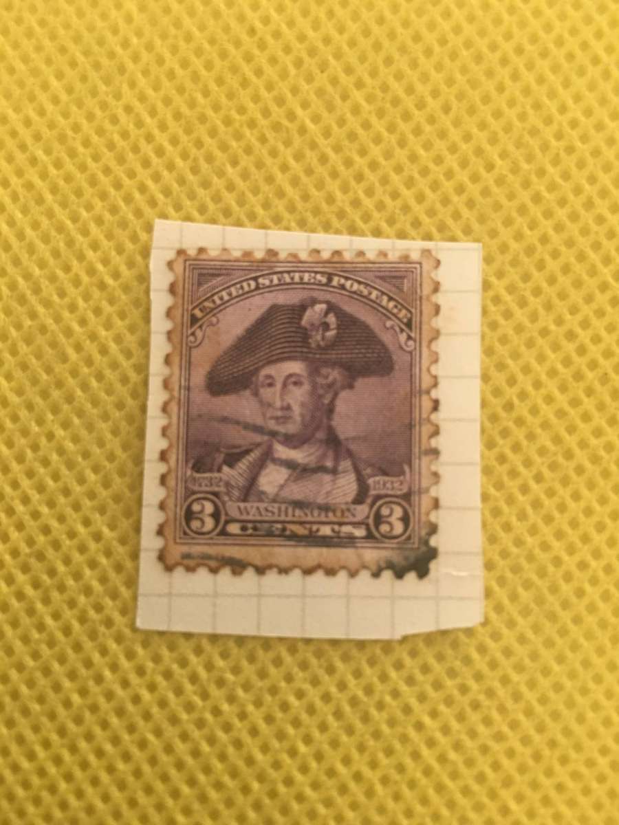 USA VINTAGE 3c GEORGE WASHINGTON USED MOUNTED STAMP