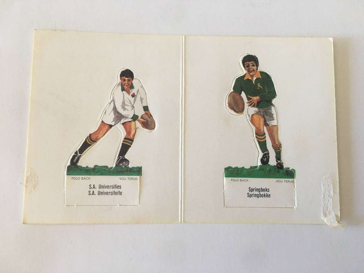 VINTAGE - SHELL - RUGBY PLAYER 1970 FOLD OUTS - S.A UNIVERSITIES & SPRINGBOKS