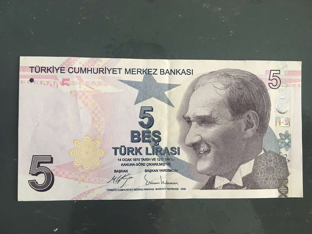 TURKEY BANK NOTE - 2009 - TURK LIRASI 5  BANK NOTE