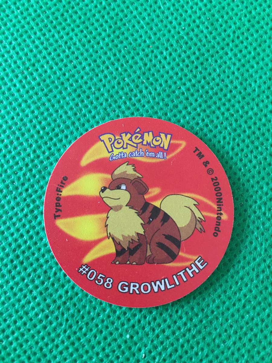 POKEMON TAZO RELEASED BY NINTENDO  AROUND THE 2000'S - CHEETOS / LAYS -NO.  58 - GROWLITHE