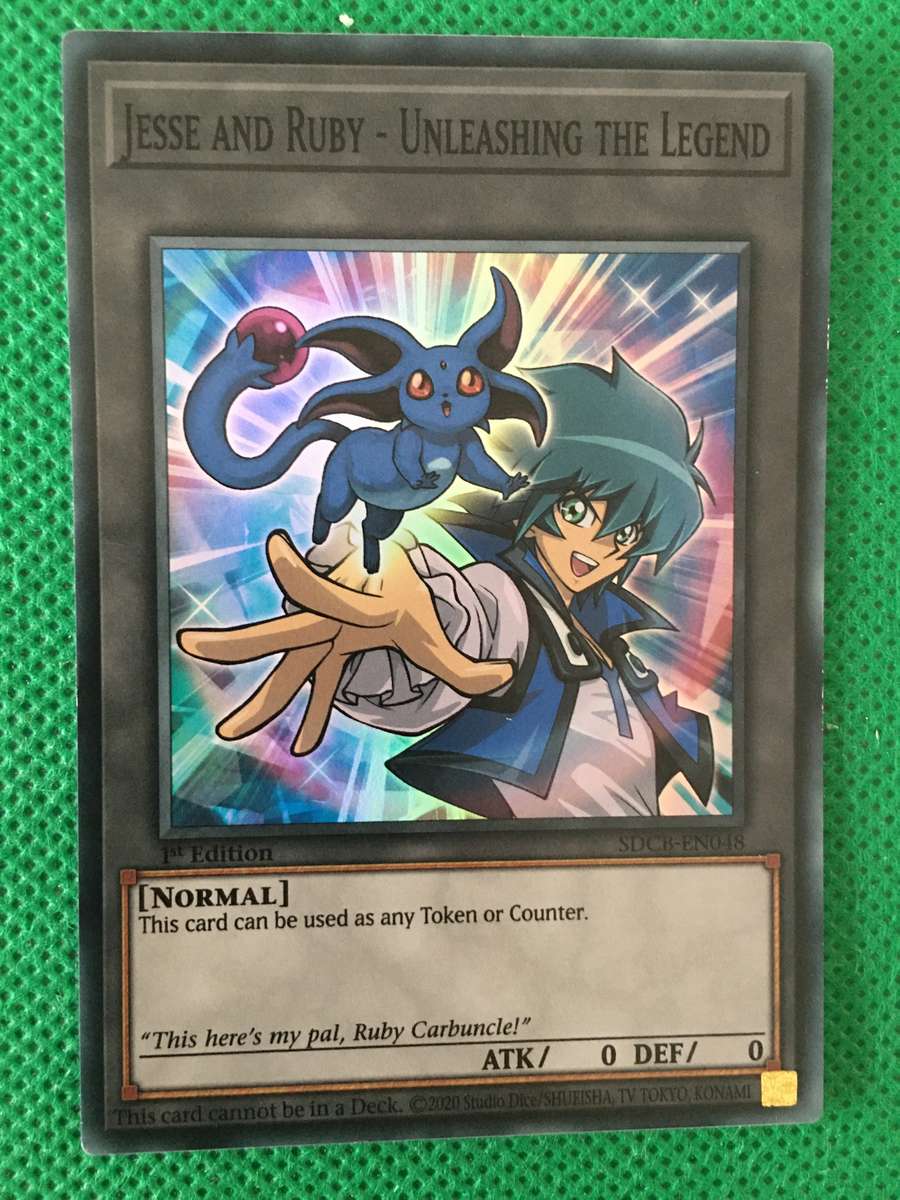 YU-GI-OH TRADING CARD - FOIL / SHINY CARD - JESSE AND RUBY - UNLEASHING THE LEGEND