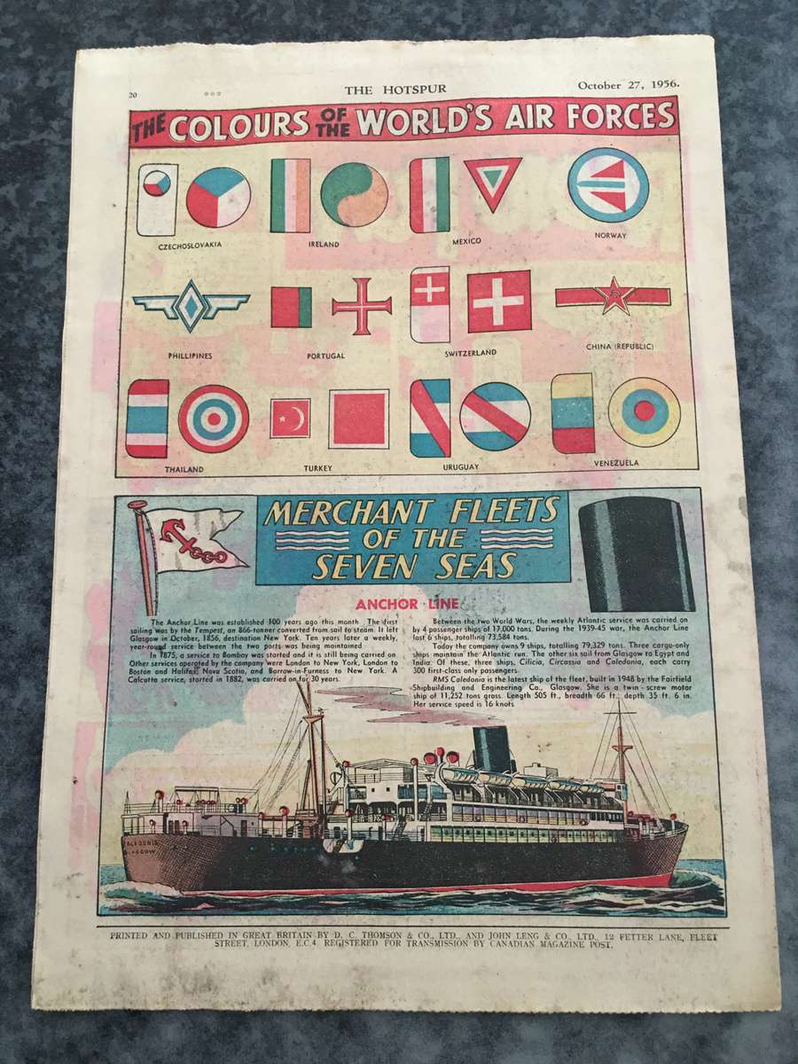 VINTAGE TO ANTIQUE - COMIC/ MAGAZINE - THE HOTSPUR - 1956
