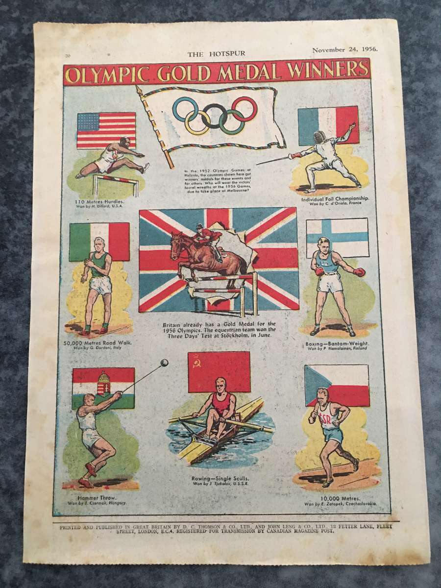 VINTAGE TO ANTIQUE - COMIC/ MAGAZINE - THE HOTSPUR - 1956