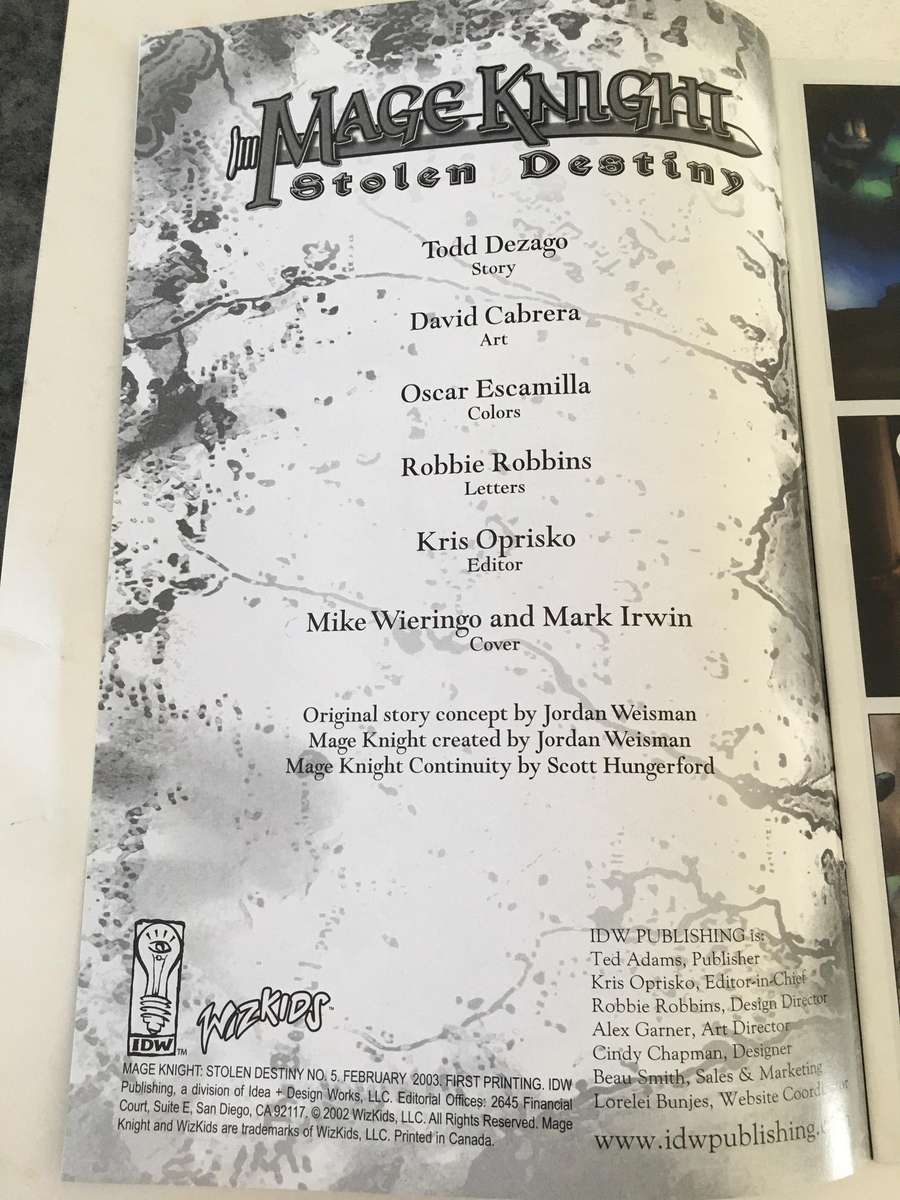 IDW COMICS - MAGE KNIGHT - STOLEN DESTINY  AS NEW - NO. 5 - 2003