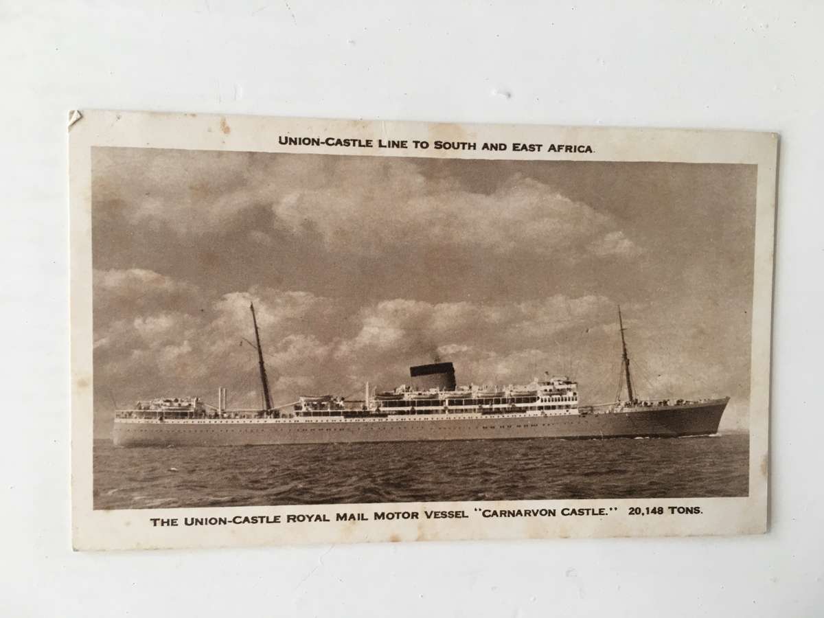 VINTAGE MENU UNION-CASTLE - CARNARVON CASTLE MENU AND POSTCARD X 3 ITEMS