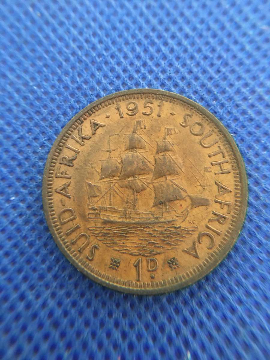 SOUTH AFRICA 1951 1 PENNY COIN