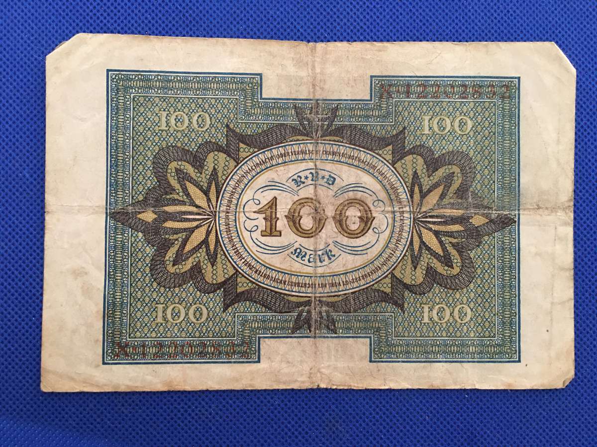 GERMANY 100 MARK BANK NOTE 1920 - SEREAL NUMBER - D   X . 12202832