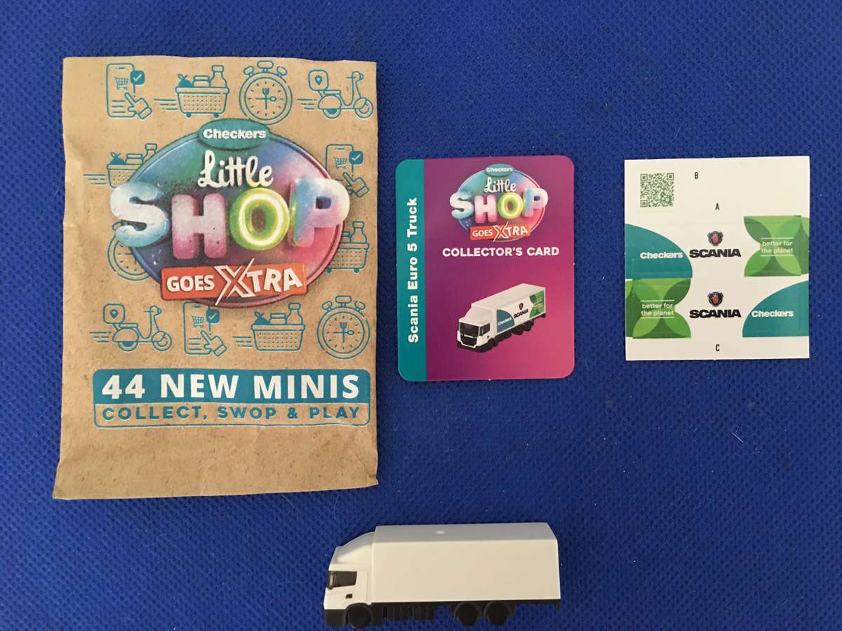 CHECKERS LITTLE SHOP MINIS GOES EXTRA - TRUCK / STICKERS / BAG / CARD