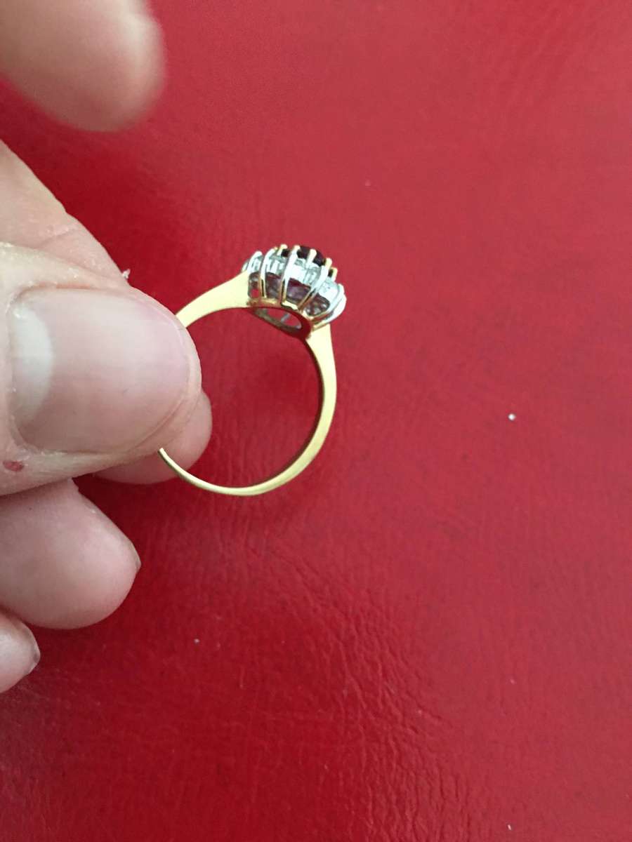 LOVELY GOLD RING WITH STONE  HALL MARK PARTIALLY SEEN