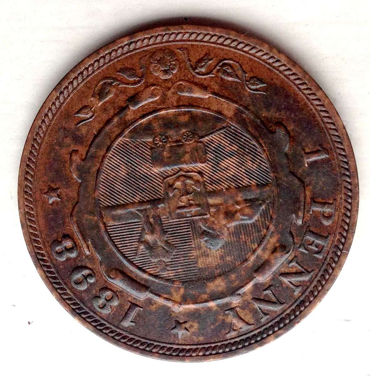 1898 South Africa 1 Penny coin good condition