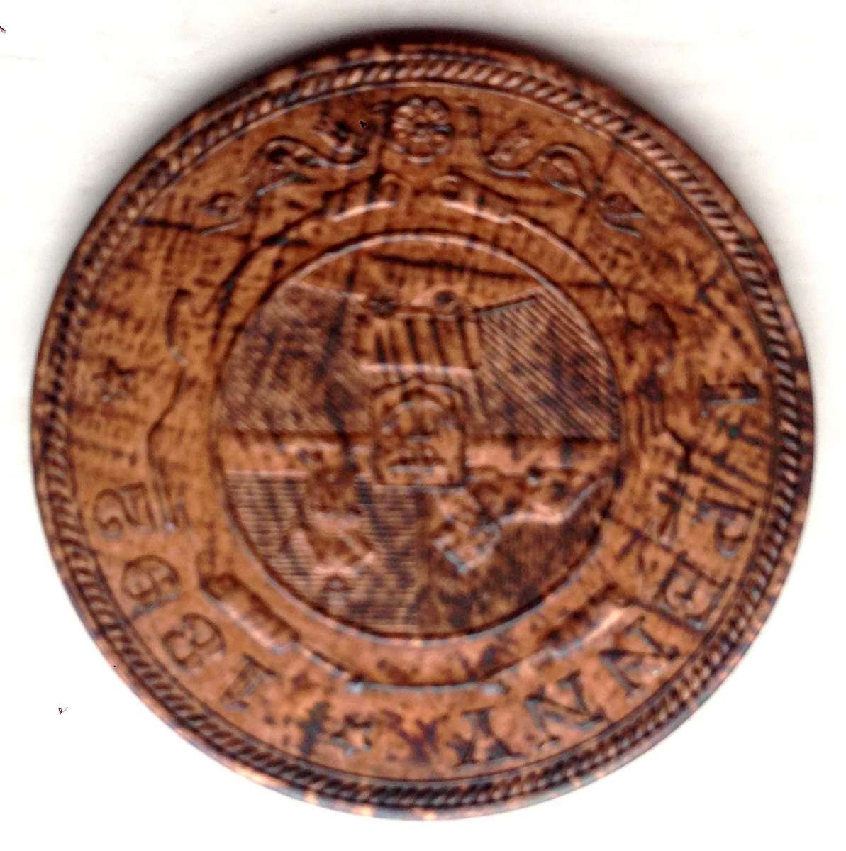 1892 South Africa 1 Penny coin unusual spotted, no scratches