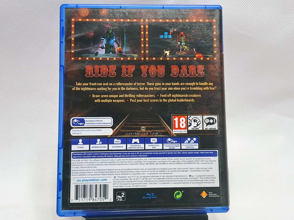 Until Dawn - Rush of Blood - Sony PlayStation PS4 PSVR game (VR only game)