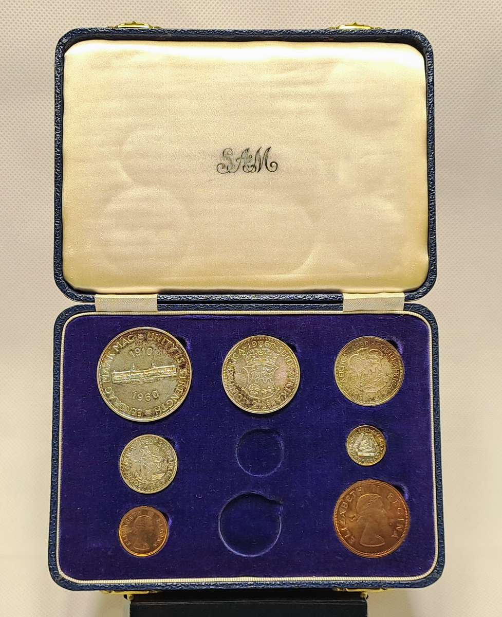 1960 South African Union Commemorative Long Proof Set (Incomplete  Only 7/9 Coins)