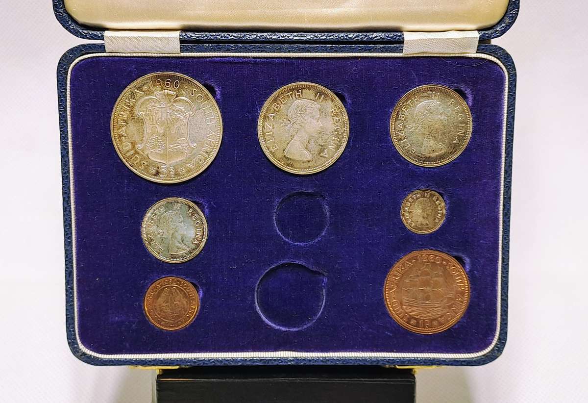 1960 South African Union Commemorative Long Proof Set (Incomplete  Only 7/9 Coins)