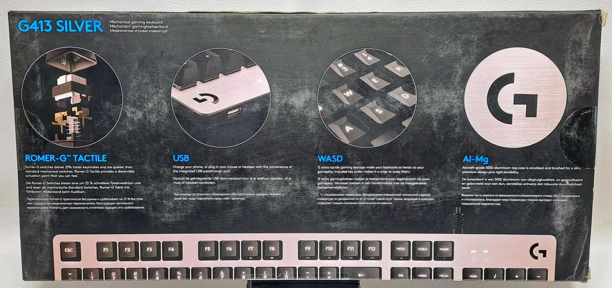 Logitech G413 Mechanical Gaming Keyboard (Silver) (Full-Size, Romer-G Switches)