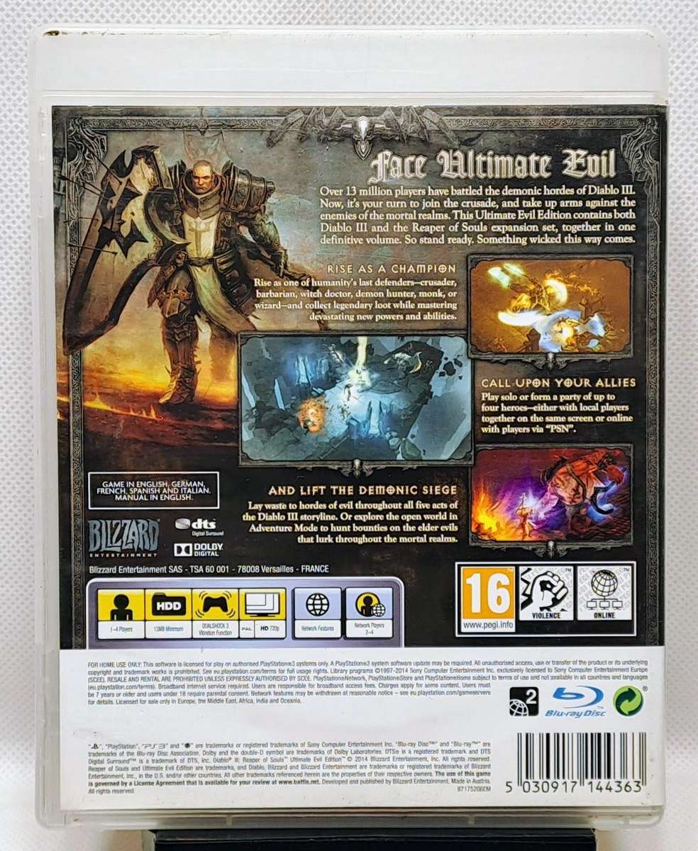 Diablo III: Reaper of Souls (Ultimate Evil Edition)(Diablo 3) - Sony PlayStation 3 / PS3 Game