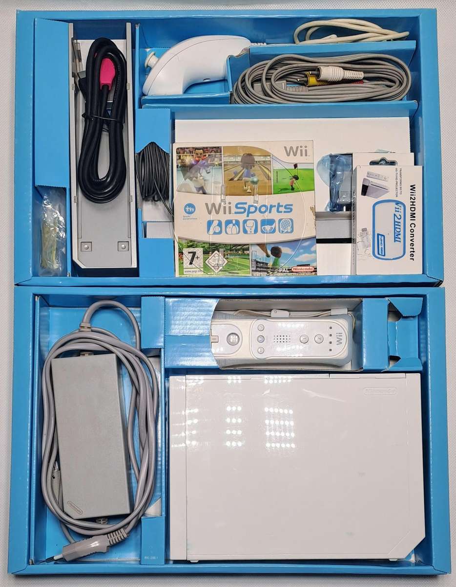 Nintendo Wii (White) Console - WiiSports HDMI Bundle (In Original Retail Box)