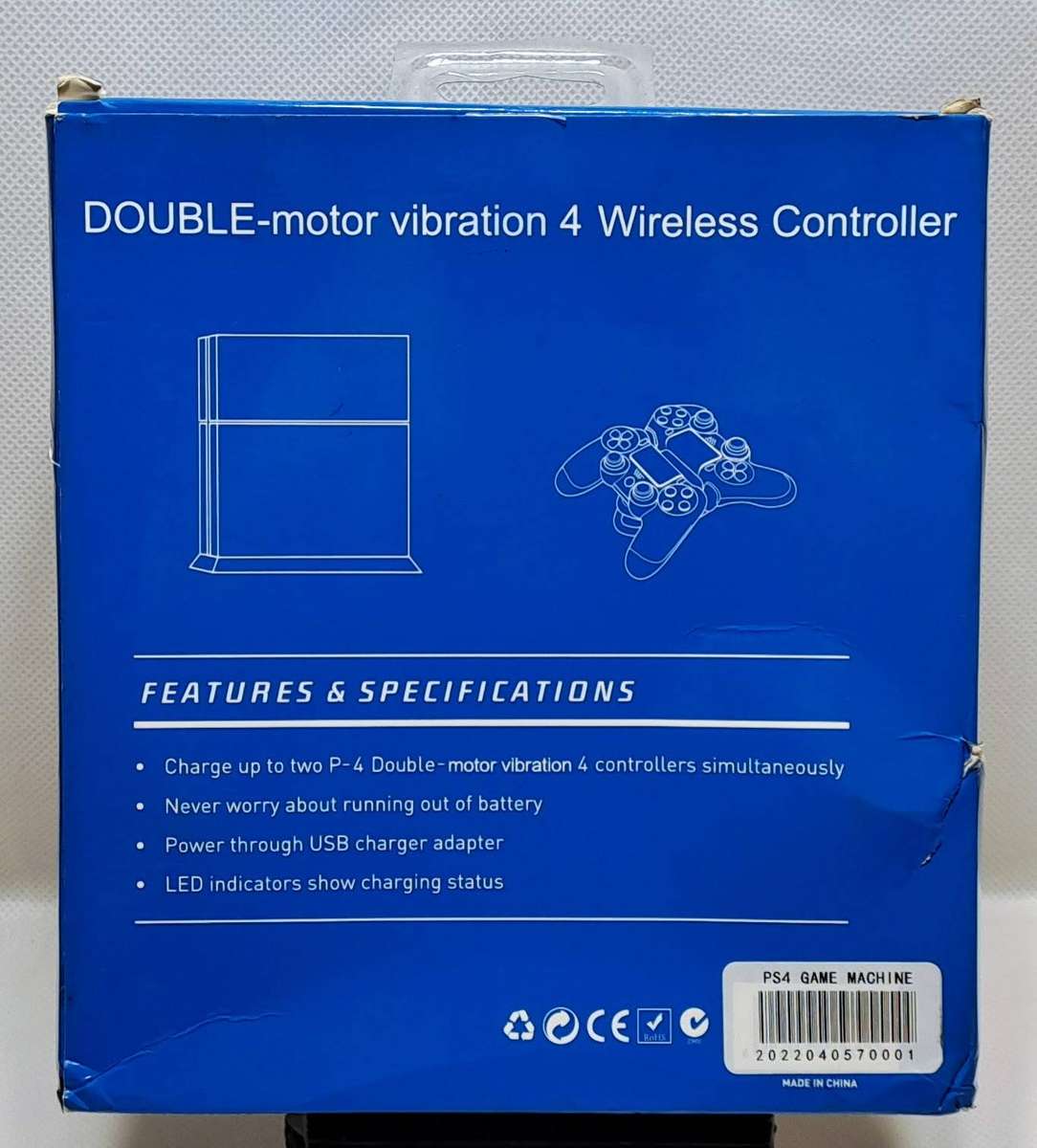 Double-Motor Vibration 4 Wireless Gamepad (White)