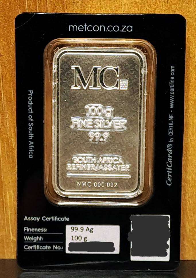 Metal Concentrators (MetCon) Spiral of Life 100g (100 grams) Fine Silver Bar (999.9 Ag)