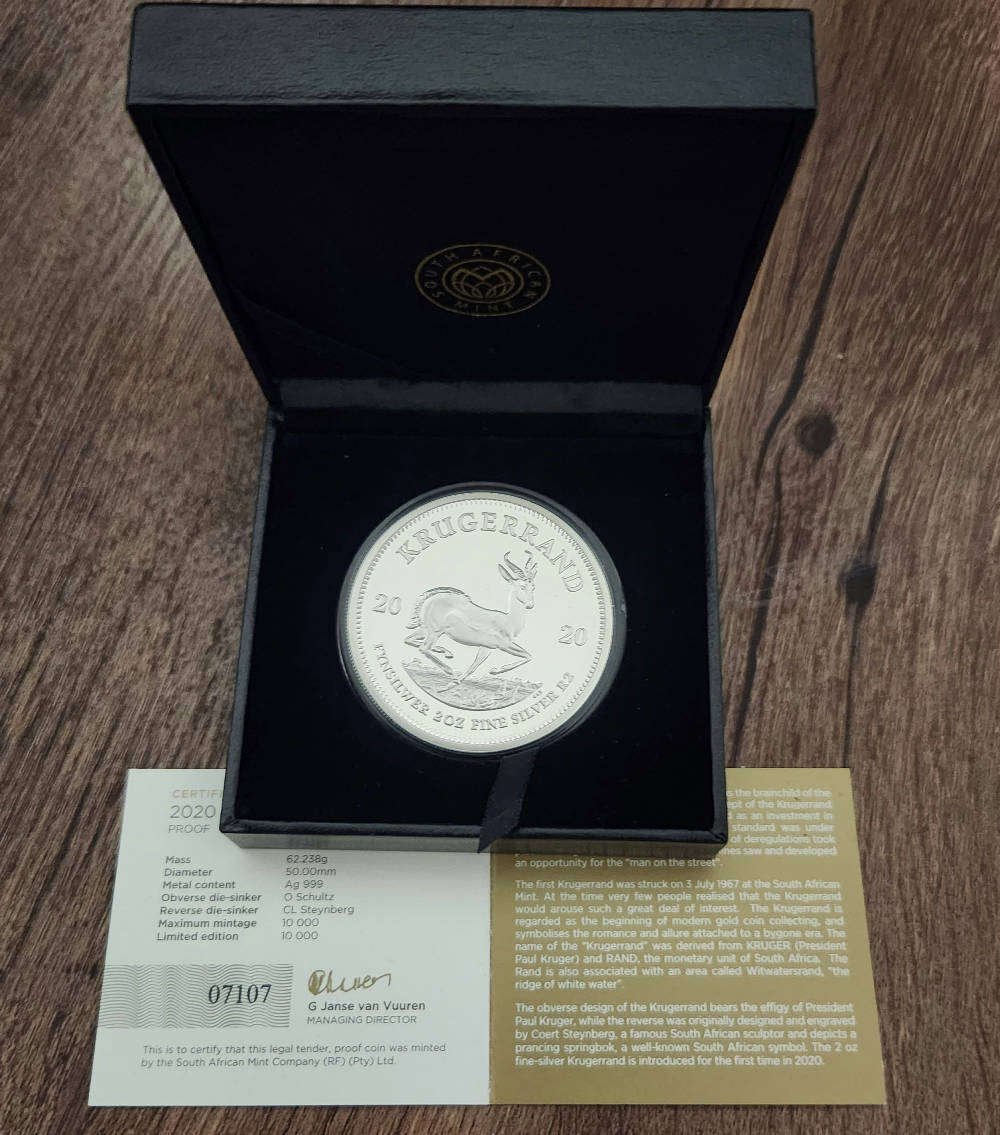 2020  2oz silver krugerrand proof