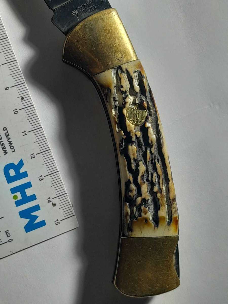 Boker Tree Brand 4000 440c Stag Hunter Lockback Folder.