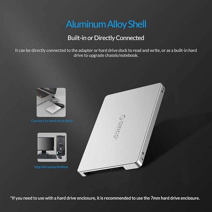 ORICO M.2(2230/2242/2260/2280) NGFF/MSATA(Input) to SATA Enclosure - Aluminium