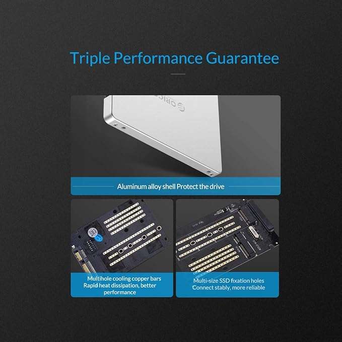 ORICO M.2(2230/2242/2260/2280) NGFF/MSATA(Input) to SATA Enclosure - Aluminium